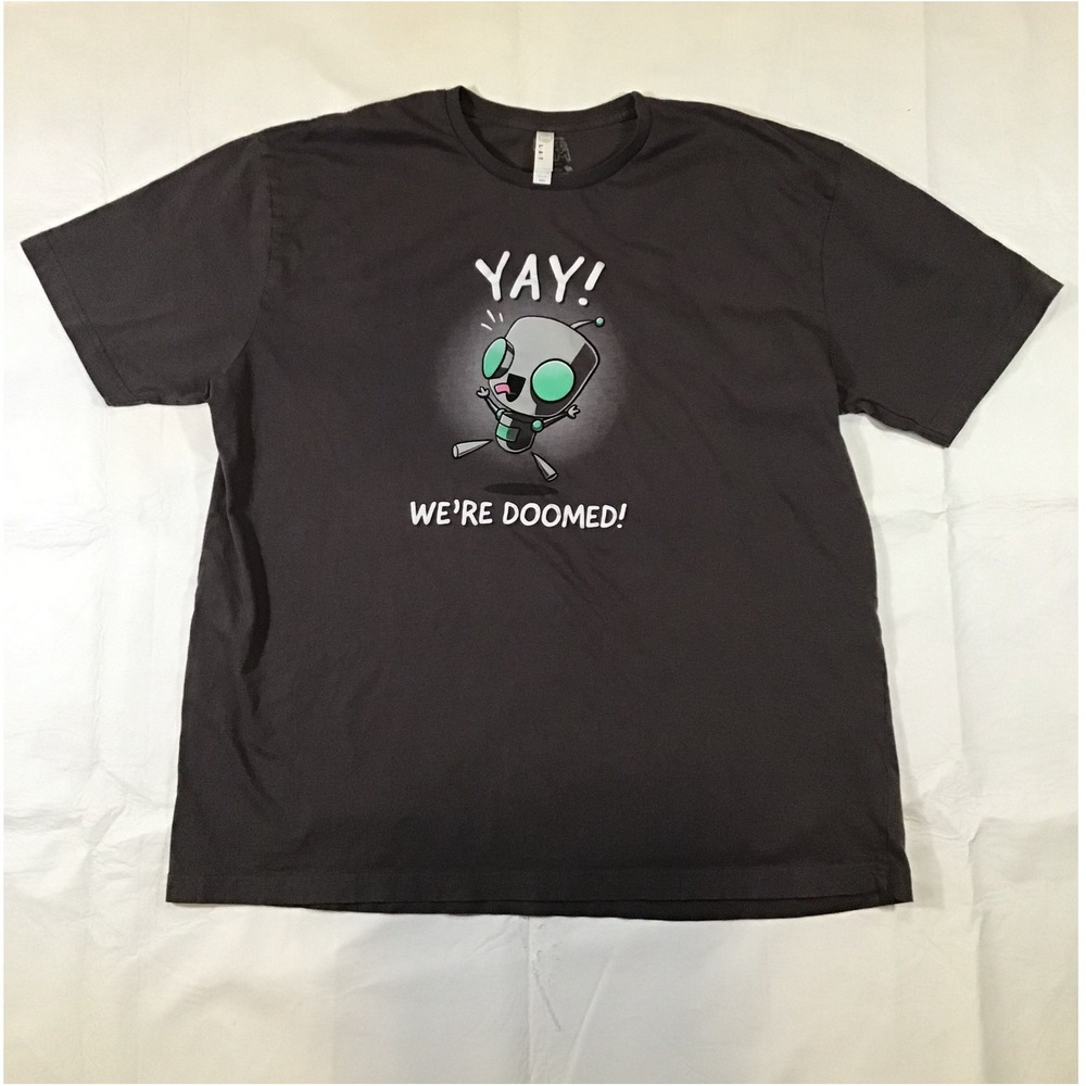 Invader Zim Gir Yay We're Doomed Graphic T-Shirt Charcoal Gray 2XL Nickelodeon